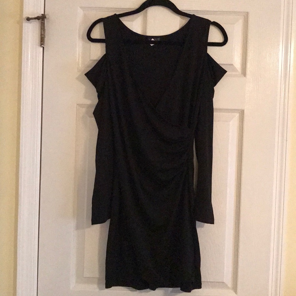Black cold shoulder dress